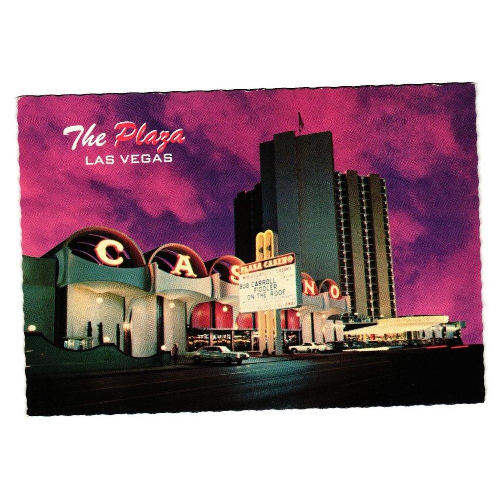 Vintage Postcard Union Plaza Hotel Las Vegas Fiddler On The Roof Marquee Shows